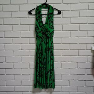 My Michelle Green/Black Gem Detail Formal Halter Dress. Size Medium